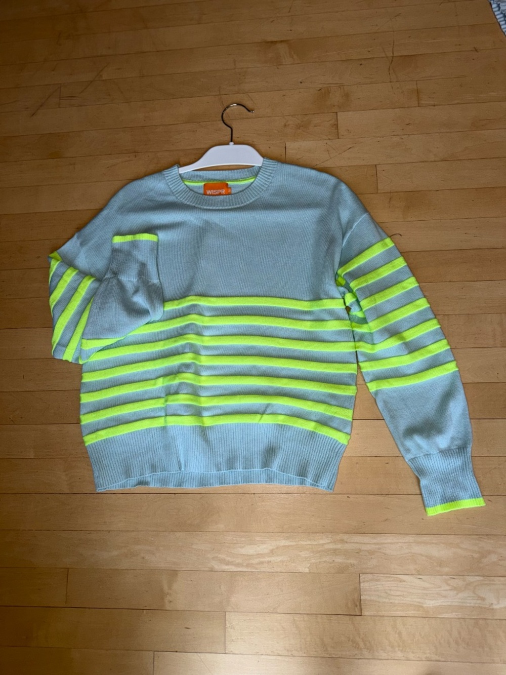 WISPR  neon green stripe sweater, M,  CB2648 - Picture 2 of 3